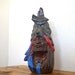 Vintage Indian Chief and Wolf Totem Ceramic Statue