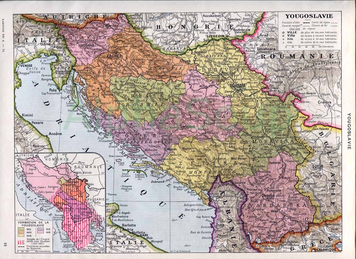 Antique Map of Yugoslavia Geography by AntiquePrintsAndMaps