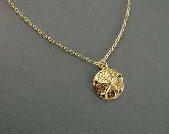 Gold Sand Dollar Necklace, Silver Sand Dollar Necklace