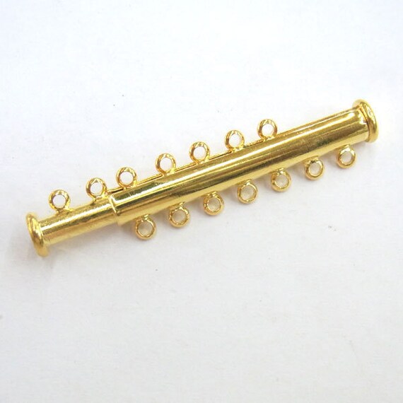 Jewelry Clasp 40mm Slide Lock Clasp 7 String Gold Tone 10