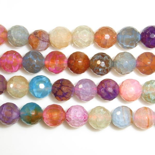 8mm Round Cut Multicolor Fire Crack Agate Beads by TheTasteJewelry