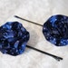 Navy Flower Pin - Polka Dot Hair Clips - Nautical Flower Girl Hair Accessory - Nautical Beach Wedding - Blue Barrettes