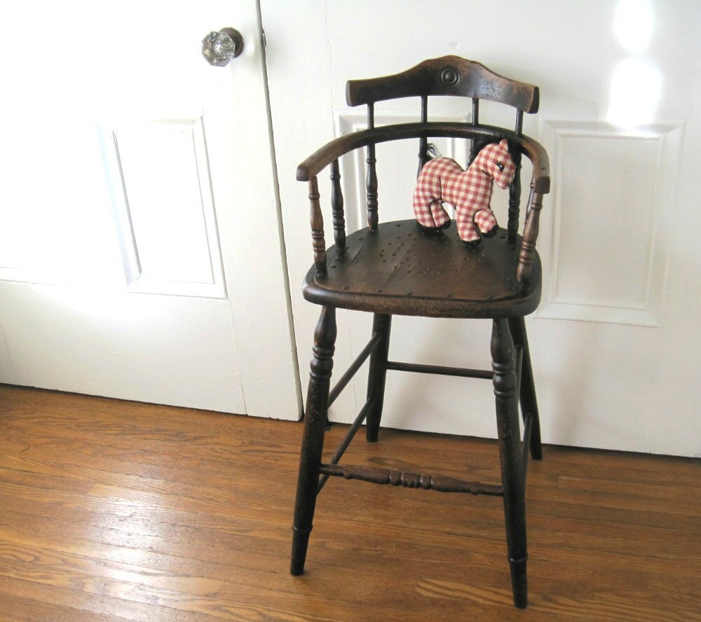 Antique Oak Child's Youth Chair Rustic Cottage