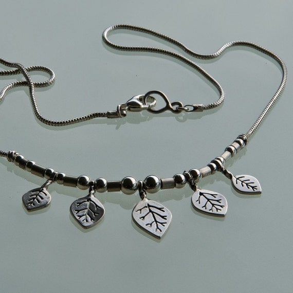 Vine Necklace sterling silver leaf necklace smaller leaf