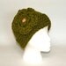 December Christmas Sale - Lemongrass Green Chunky Knit Hat with Crocheted Flower