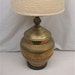 Carved Brass Table Lamp with Exotic Tribal Design Flair