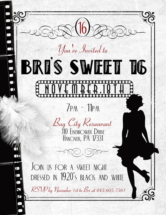 Old Hollywood Sweet 16 Invitations 5