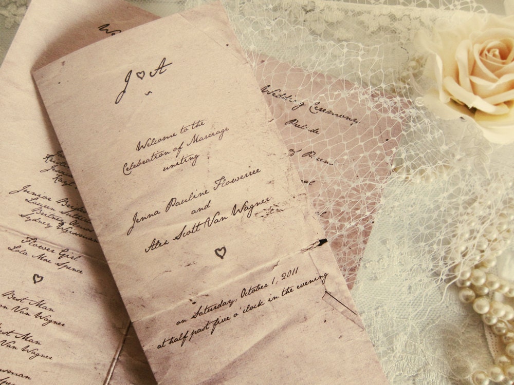handwritten letter vintage wedding programs mr