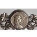 Antique Sterling Silver Brooch of Saint Joan of Arc with Clover Leaves
