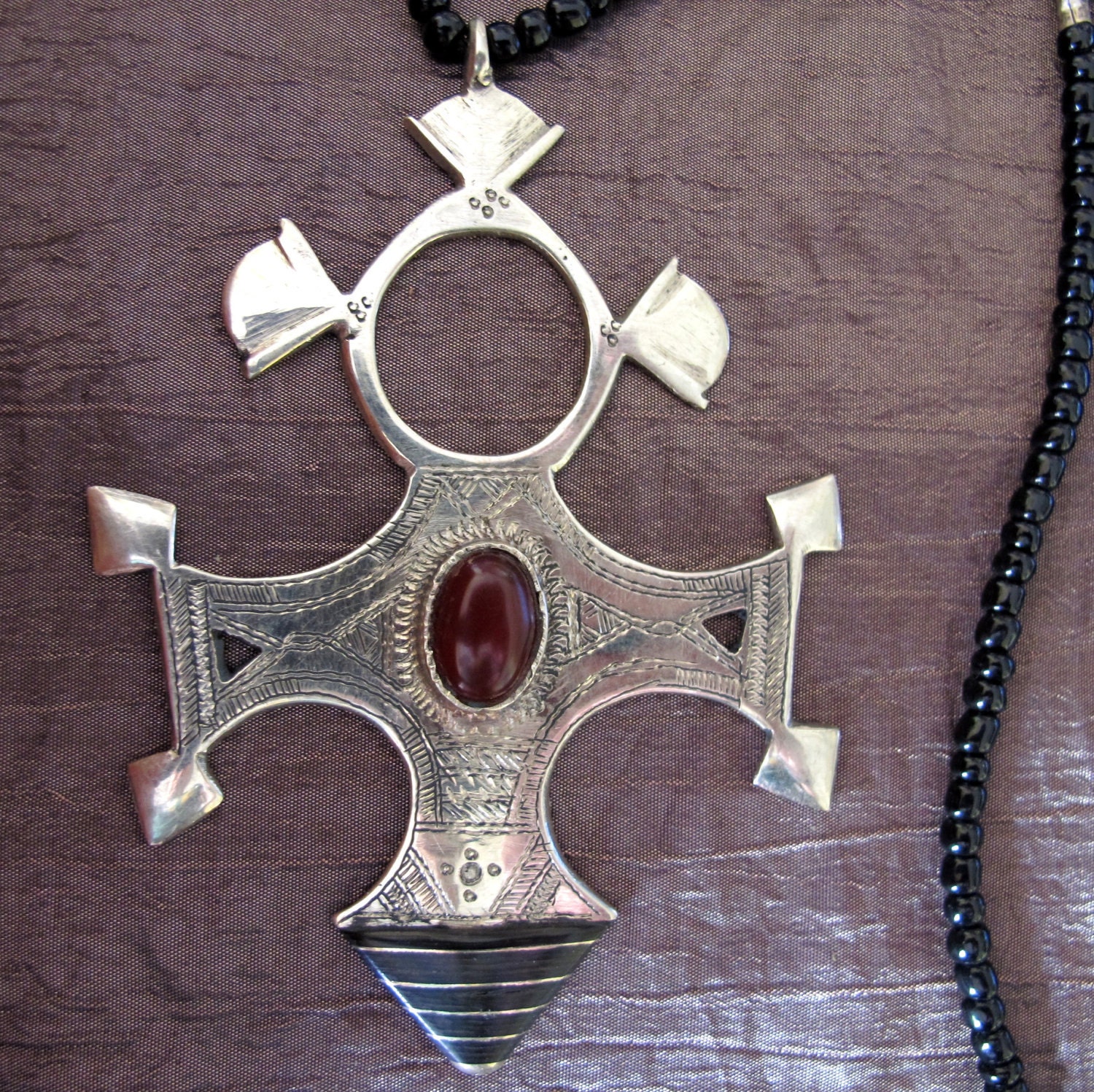 Tuareg Compass Cross of Agadez with carneol stone