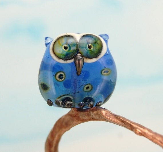 Owl Bead Handmade Lampwork Glass Bead Owl Pendant By Glassdaft 4181