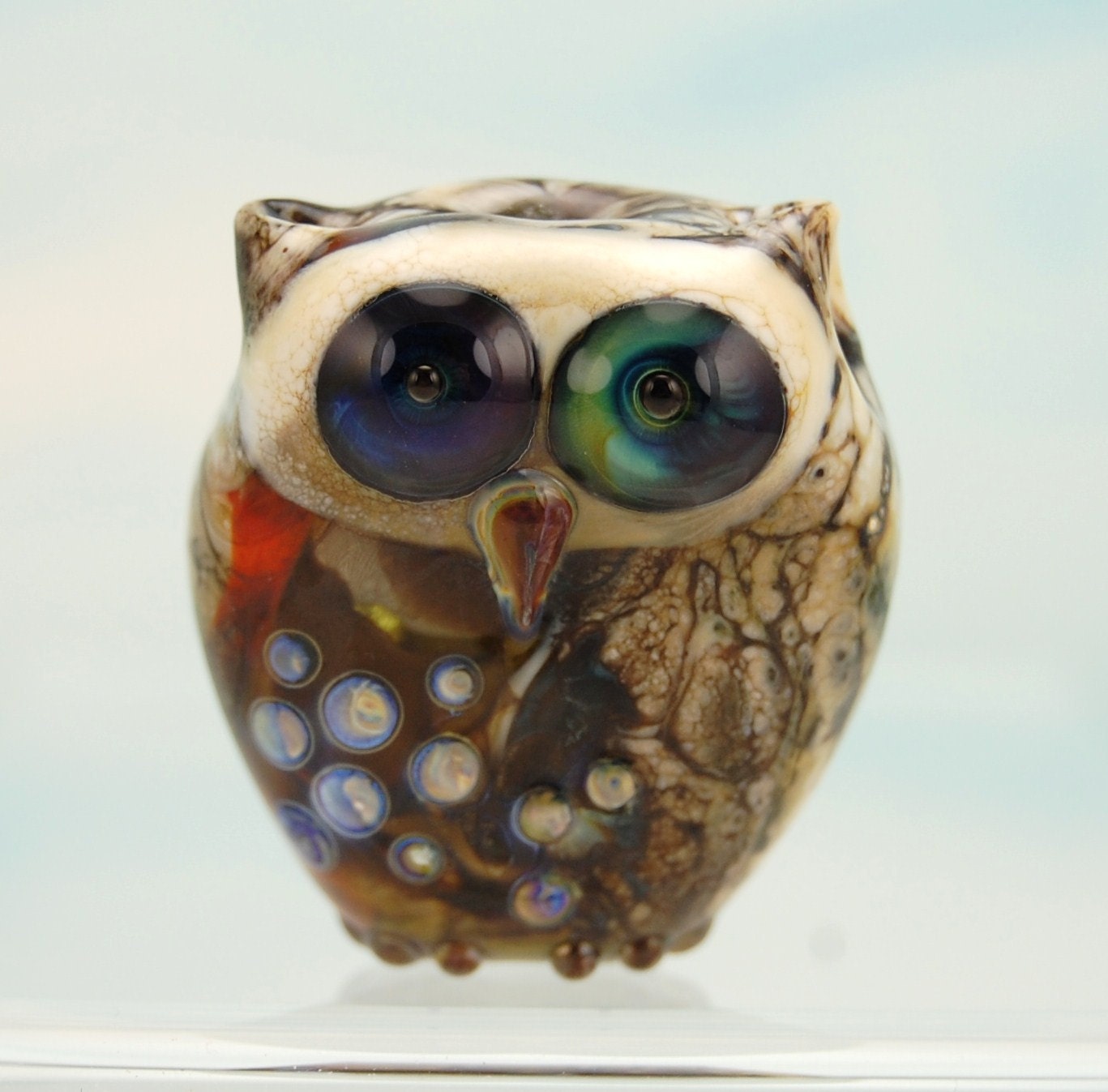 Owl Bead Handmade Lampwork Glass Owl Uk 0828