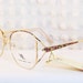 80s Glasses Graffiti 1980's Oversize Eyeglasses Gold Wire Rim Pink White Print NOS Unisex 56/16 Otego Optical Frame