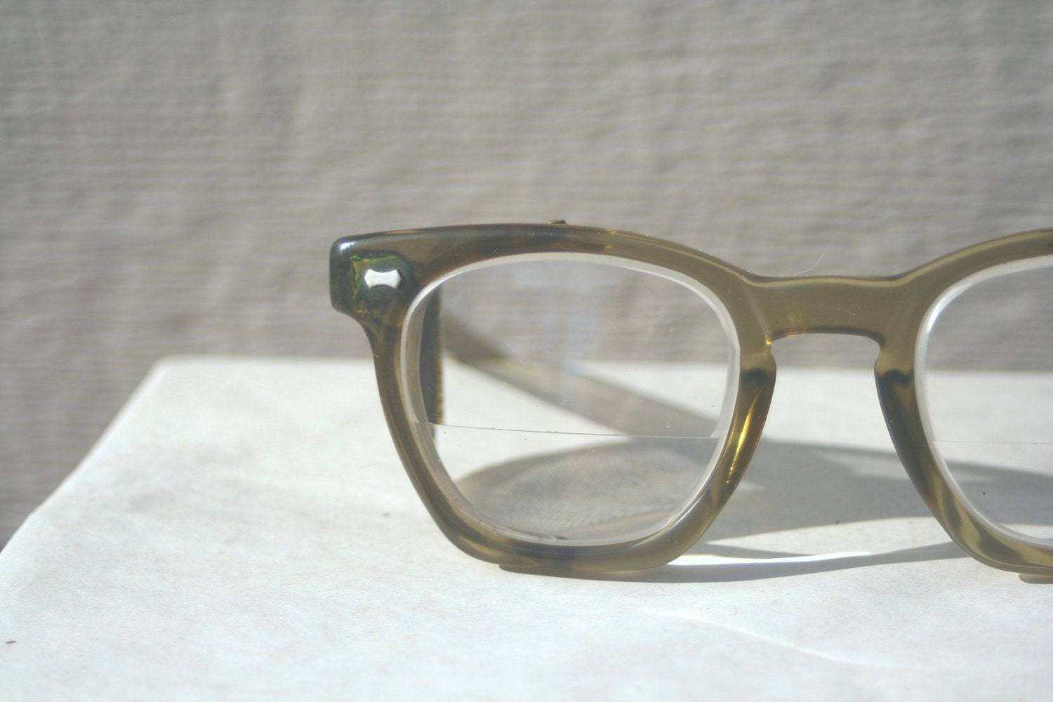 1950's Safety Glasses Olive Green with Wire Mesh by DIAeyewear