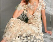 Wedding/coctail Knitting CROCHET PATTERNS Book Irish lace dress collar  top skirt cardigan Fashion Magazine 555