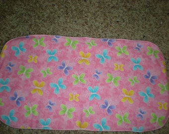 Pink Burp Cloth with Multicolored Butterflies