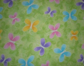 Green XL Receiving Blanket with Multicolored Butterflies