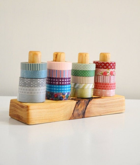 Items similar to Washi Tape Storage Wood Masking Tape Holder Eco