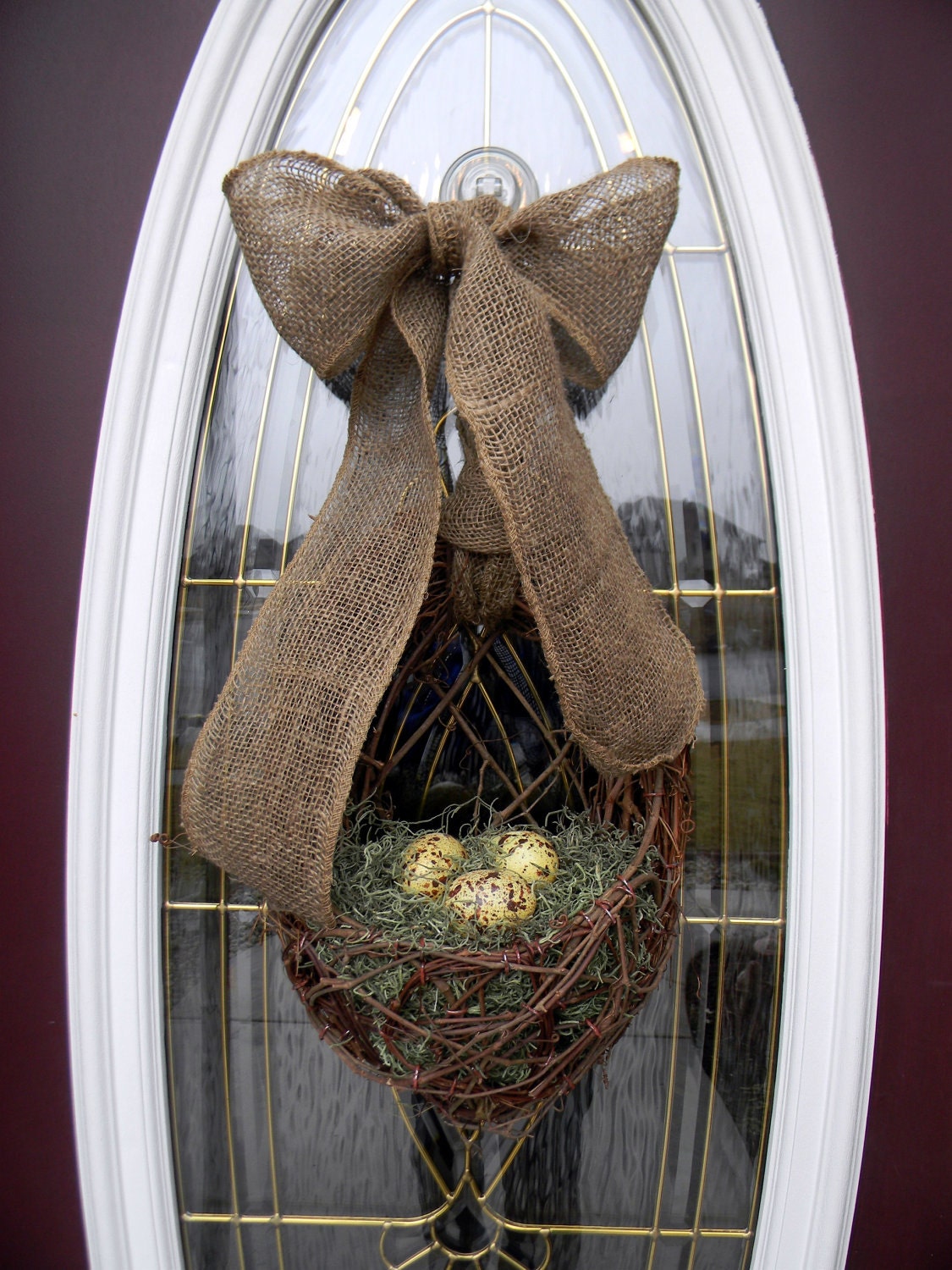 Spring Easter Grapevine Door Wreath Basket