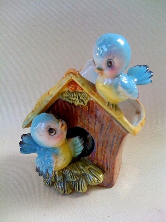 Vintage Bluebird Figurine Planter