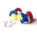 Cupcake Earrings Polymer Clay Lemon Strawberry Funky Jewelry Sterling Silver Red Yellow Blue Silk Bows