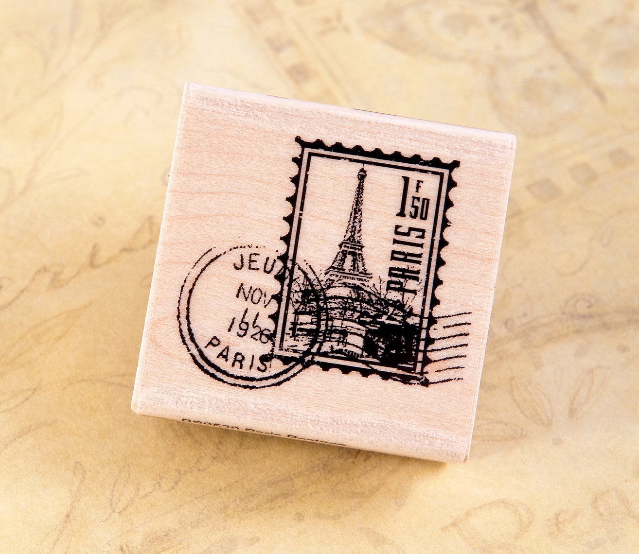 Paris Postage Wood Mounted Rubber Stamp from Hampton Art