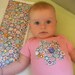 Reserved for Mandy: Baby girl pink flower applique onesie (size S) and matching burp cloth
