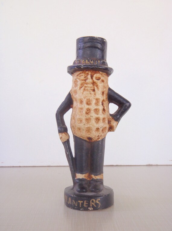 Fantastic Vintage Cast Iron Mr Peanut Savings Bank