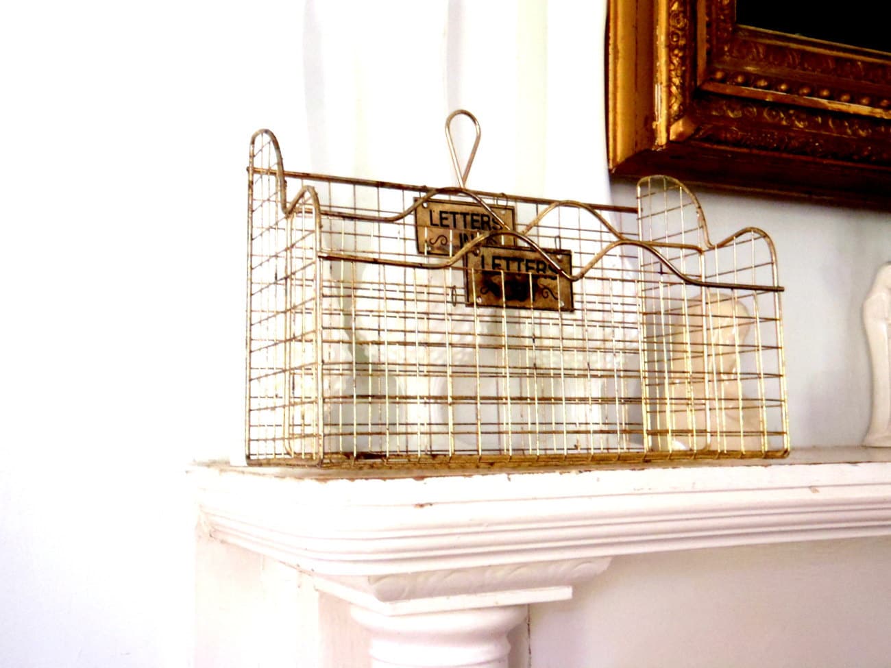 Wire Basket Mail Box Letter Box Vintage Desk Organizer Letter