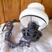 Antique Electric Wall Lamp w/Victorian Cast Iron Bracket Milk Glass Hobnail Shade