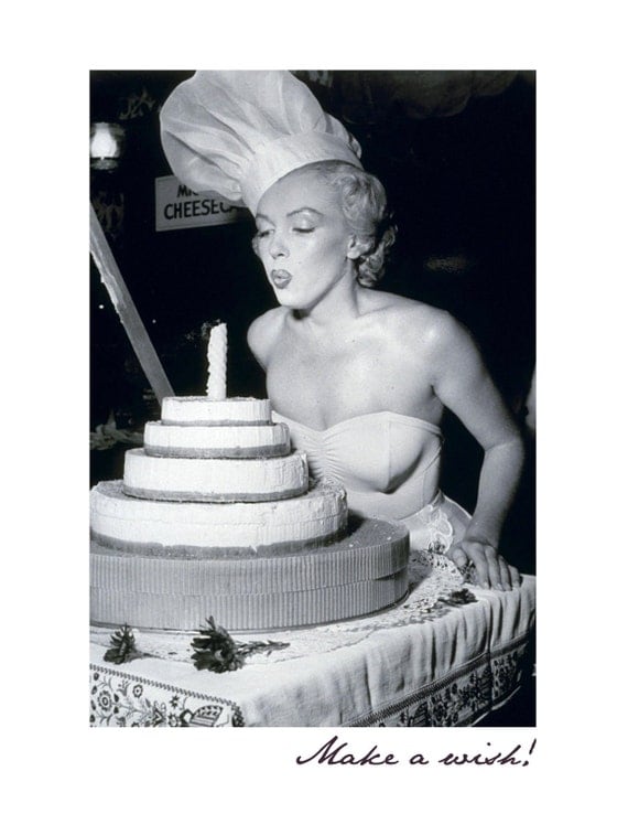 Items similar to Make a Wish Marilyn Monroe Birthday Card Blank Inside