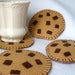 Felt Chocolate Chip Cookie Coasters, Hostess Gift, MugMats Set of Four, Hand Stitched Bakery Coaster