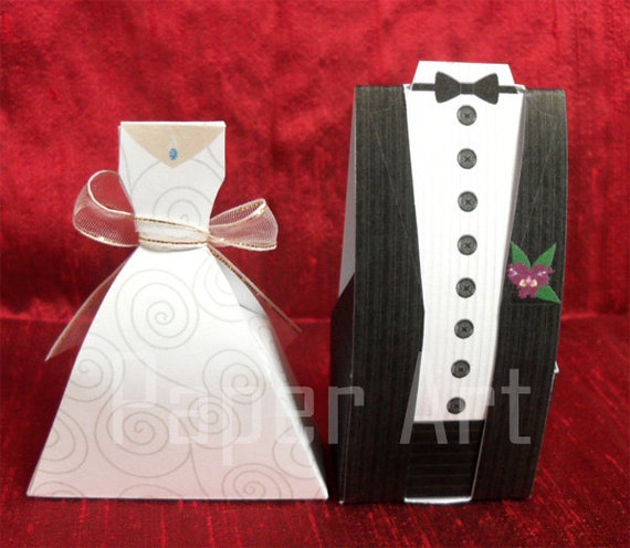 Items similar to PDF Wedding Favor Boxes Bride and Groom for Printable ...