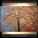 original jolinas one of a kind impasto copper tree modern abstract painting, gallery back wrap stretched canvas