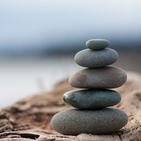 Stacking Beach Stones Balance Meditation Nature Cairn