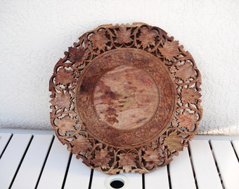 Vintage Hand Carved Ornate Table Top.