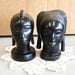 Vintage Hand Carved Genuine BLACK IRON WOOD Statue Heads African Art.
