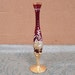 Vintage Art Glass CZECH BOHEMIAN Hand Painted Enamel Ruby Red Vase.