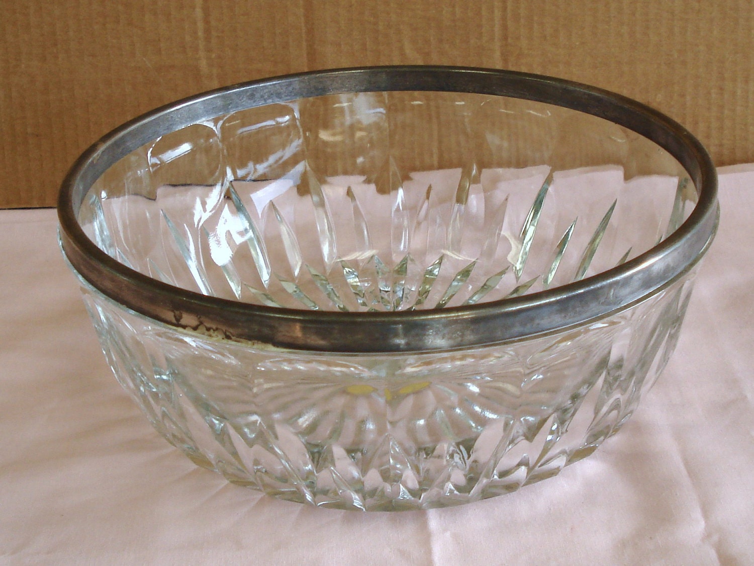 for glass of rim sugar Silver Crystal Italy With LEONARD Lead Metal Vintage npebaysale by