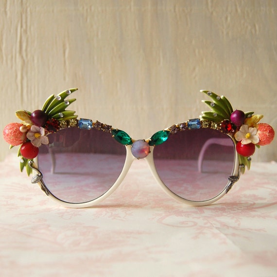 Vintage Quirky Rhinestone and Fruit Sunglasses