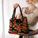 Vintage Black Floral Tapestry and Vinyl Handbag