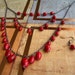 Blood Red Beads Necklace & Earnings