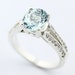 Natural Light blue aquamarine Solid 14K White Gold Diamond Ring