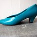 RETRO TEAL - Little Funky Low Heels - Jubilee - TURQUOISE Heels - Womens Sz 7.5
