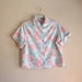 SALE - Cropped Blouse Top - Painted Roses - Pastels - Vinatge Womens Top