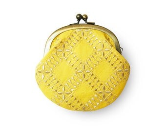 Metal frame coin purse // Lemon Sherbet Yellow