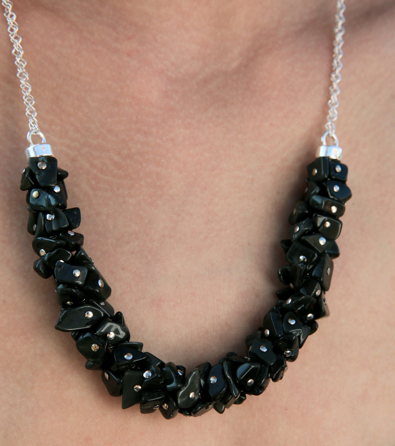 unfinished obsidian necklace