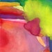 Cocoon, Original Watercolor Painting, abstract art nature emotion color hot pink orange green