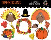 Thanksgiving Clip Art Thanksgiving Digital Clipart Turkey Clip Art Printable Thanksgiving Clipart Pilgrim Hat Wreath - Instant Download Il_170x135