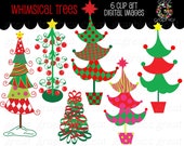 Christmas Tree Clipart Whimsical Christmas Digital Clip Art Christmas Tree Printable Christmas Tree Clipart - Instant Download Il_170x135